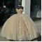 Off Shoulder Champagne Quinceanera Dresses Sweetheart Neck Ball Gown 15 Dress