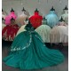 Off Shoulder Emerald Green Quince Dress Sweetheart Ball Gown 15 Dresses With Bow