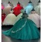 Off Shoulder Emerald Green Quince Dress Sweetheart Ball Gown 15 Dresses With Bow