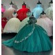 Off Shoulder Emerald Green Quince Dress Sweetheart Ball Gown 15 Dresses With Bow