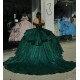 Off Shoulder Emerald Green Quince Dress Sweetheart Crystal Ball Gown 15 Dresses