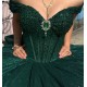 Off Shoulder Emerald Green Quince Dress Sweetheart Crystal Ball Gown 15 Dresses