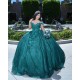 Off Shoulder Emerald Green Quince Dresses Sequin Sweetheart Neck 15 Dress