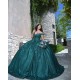 Off Shoulder Emerald Green Quince Dresses Sequin Sweetheart Neck 15 Dress