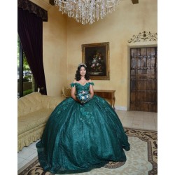 Off Shoulder Emerald Green Quince Dresses Sequin Sweetheart Neck 15 Dress