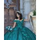 Off Shoulder Emerald Green Quince Dresses Sequin Sweetheart Neck 15 Dress