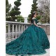 Off Shoulder Emerald Green Quince Dresses V Neck 15 Dress With 3D Flowers