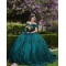 Off Shoulder Emerald Green Quince Dresses V Neck 15 Dress With 3D Flowers