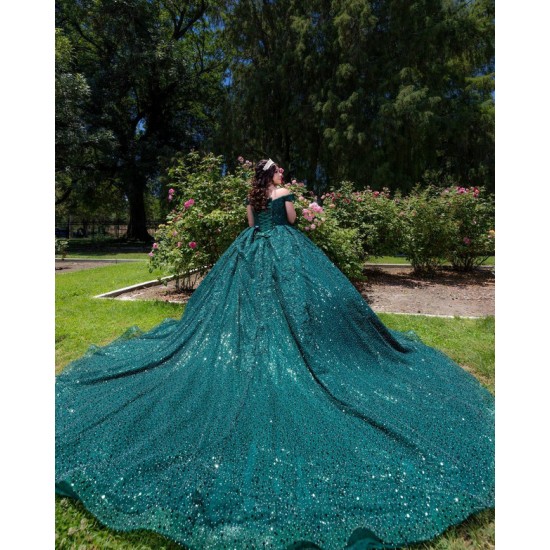 Off Shoulder Emerald Green Quinceanera Dress 2024 Princess Dresses