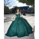 Off Shoulder Emerald Green Quinceanera Dress Sweetheart Neck 15 Dresses