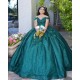 Off Shoulder Emerald Green Quinceanera Dress Sweetheart Neck 15 Dresses