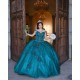 Off Shoulder Emerald Green Quinceanera Dress V Neck 15 Dresses