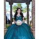 Off Shoulder Emerald Green Quinceanera Dress V Neck 15 Dresses