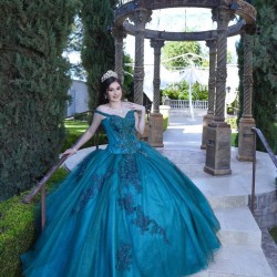 Off Shoulder Emerald Green Quinceanera Dress V Neck 15 Dresses