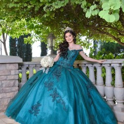 Off Shoulder Emerald Green Quinceanera Dress V Neck 15 Dresses