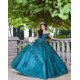 Off Shoulder Emerald Green Quinceanera Dress V Neck 15 Dresses