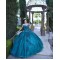 Off Shoulder Emerald Green Quinceanera Dress V Neck 15 Dresses