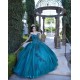 Off Shoulder Emerald Green Quinceanera Dress V Neck 15 Dresses