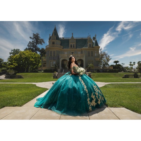 Off Shoulder Emerald Green Quinceanera Dresses Crystal Sweetheart Neck 15 Dress