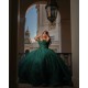 Off Shoulder Emerald Green Quinceanera Dresses V Neck Lace Appliques 15 Dress