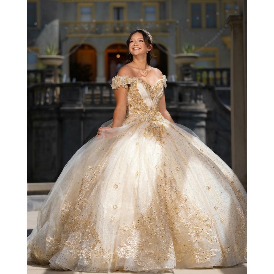 Off Shoulder Girl 15 Birthday Party Gowns Champagne Quinceanera Dress