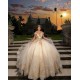 Off Shoulder Girl 15 Birthday Party Gowns Champagne Quinceanera Dress