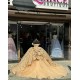 Off Shoulder Gold Quince Dress Metallic Sequin Sweetheart 15 Dresses With Bow