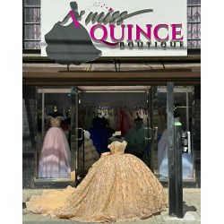 Off Shoulder Gold Quince Dress Metallic Sequin Sweetheart 15 Dresses With Bow