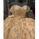 Off Shoulder Gold Quince Dress Metallic Sequin Sweetheart 15 Dresses With Bow