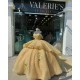 Off Shoulder Gold Quinceanera Dress Sweetheart Neck 15 Dresses