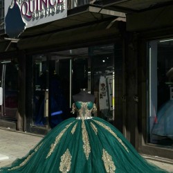 Off Shoulder Green 15 Dresses Ball Gown Sweetheart Neck Dress