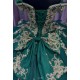 Off Shoulder Green 15 Dresses V Neck Ball Gown Quince Dress With Bow