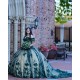 Off Shoulder Green On Nude Quinceanera Dress Sweetheart Neck 15 Dresses