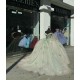 Off Shoulder Green On Pink Quinceanera Dresses V Neck Lace Appliques 15 Dress