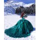 Off Shoulder Green Quinceanera Dress Scoop Neck 15 Dresses With Bow