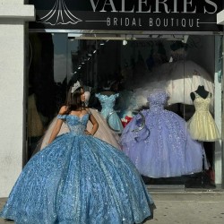 Off Shoulder Light Blue Quinceanera Dresses 15 Dress With Bow