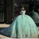 Off Shoulder Light Green Quinceanera Dresses Sweetheart 15 Dress