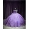 Off Shoulder Lilac 15 Dresses Lace Appliques Ball Gown V Neck Dress With Bow