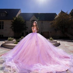 Off Shoulder Lilac Quince Dress Sweet 15 Prom Vestidos De 15 Anos