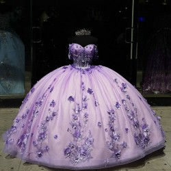 Off Shoulder Lilac Quince Dress Sweetheart Neck Vestidos De 15 Anos Birthday Party Dress