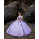 Off Shoulder Lilac Quince Dresses Sweetheart Neck 15 Dress With 3D Flowers