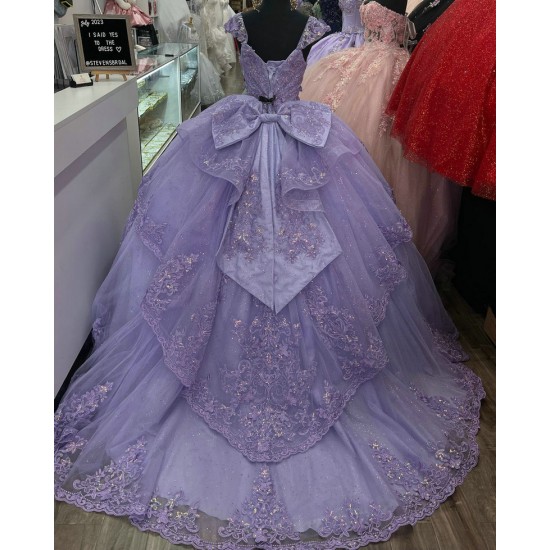 Off Shoulder Lilac Quince Dresses Sweetheart Neck 15 Dress With Bow