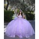 Off Shoulder Lilac Quinceanera Dress Square Collar Lace Appliques 15 Dresses