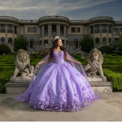 Off Shoulder Lilac Quinceanera Dresses V Neck 15 Dress With 3D Flowers