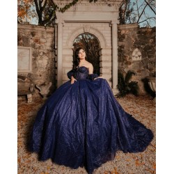 Off Shoulder Navy Blue Quinceanera Dress Sweet 15 Gowns Princess Dresses