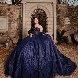 Off Shoulder Navy Blue Quinceanera Dress Sweet 15 Gowns Princess Dresses