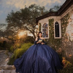 Off Shoulder Navy Blue Quinceanera Dress Sweet 15 Gowns Princess Dresses