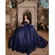 Off Shoulder Navy Blue Quinceanera Dress Sweet 15 Gowns Princess Dresses