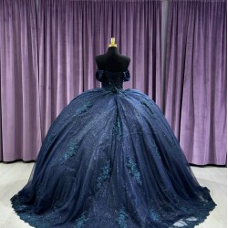 Off Shoulder Navy Blue Quinceanera Dresses Sweetheart 15 Dress