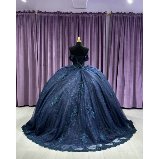 Off Shoulder Navy Blue Quinceanera Dresses Sweetheart 15 Dress